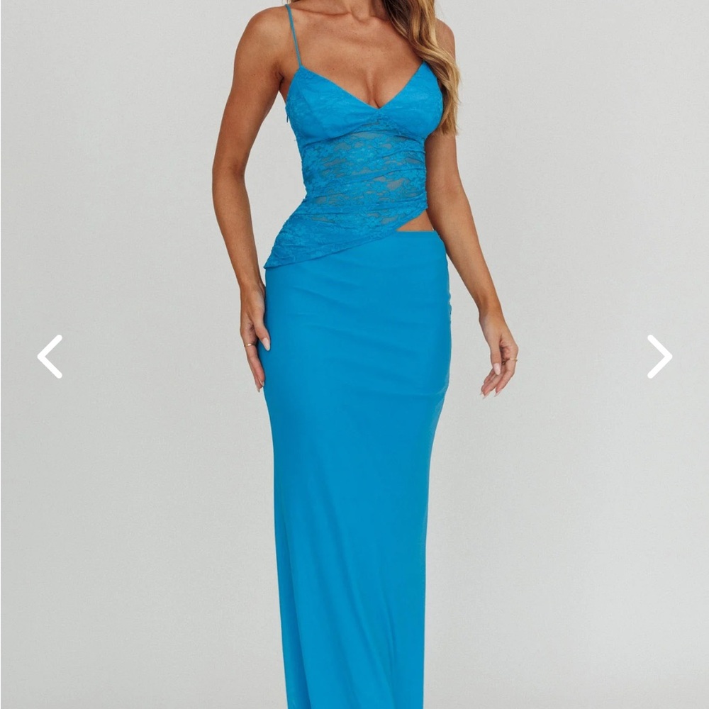 Elegant Blue Lace Women's Dress